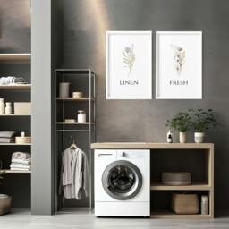 Rackhams Laundry Room Decor Ideas - Set of 2 wall art prints - A2 16.54 x 23.39 in / 42 x 59.4 cm - Matte Museum Quality Art Paper 290 gsm - Oak Frame - thumbnail 2