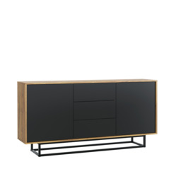 Rackhams Bold 160cm Loft Retro Industrial Sideboard Vintage Oak TV Unit Cabinet Stand - 160 cm - Oak Matt Body & Black Matt Doors -  MDF/Chipboard - thumbnail 6