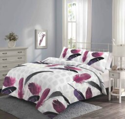 Rackhams Feathers Duvet Cover Set Bedding - Purple - Double