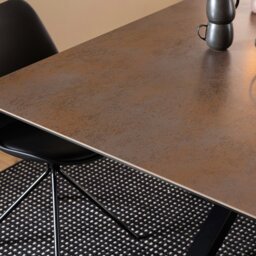 Rackhams Heaven Dining Table with Ceramic Rusty Brown Top - Black - No - Brown - thumbnail 5