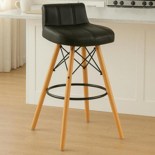 Rackhams Stockholm Black Leather Effect Bar Stool - image 1