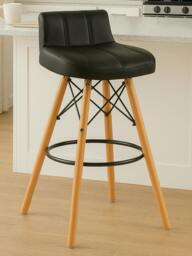 Rackhams Stockholm Black Leather Effect Bar Stool - thumbnail 2