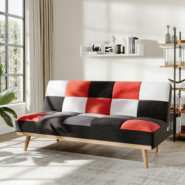 Rackhams Livingandhome 3-Seater Multicolour Checkered Sofa Bed - image 1