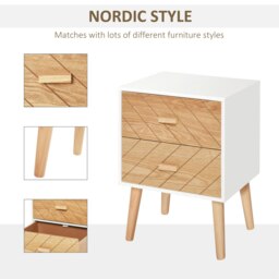 Rackhams Bedside Table 2 Drawers Side Cabinet Wooden Storage Chest - thumbnail 3