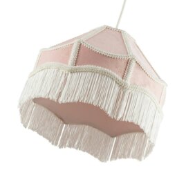 Rackhams Traditional Victorian Empire Lampshade in Soft Blush Pink Velvet with Tassels - thumbnail 3