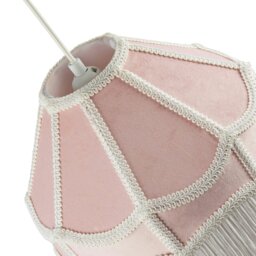 Rackhams Traditional Victorian Empire Lampshade in Soft Blush Pink Velvet with Tassels - thumbnail 4