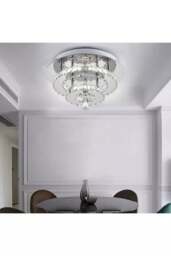 Rackhams 30cm W Stacked LED Ceiling Light with Crystal Rims Energy Saving - W 30 x L 30 x H 14 cm - Dimmable (Warm Glow) - thumbnail 2