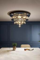 Rackhams 30cm W Stacked LED Ceiling Light with Crystal Rims Energy Saving - W 30 x L 30 x H 14 cm - Dimmable (Warm Glow) - thumbnail 6