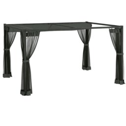 Rackhams 3 x 4m Pergola with Retractable Roof and Netting, Dark Grey - Dark Grey - Aluminium, Metal, Polyester, Nylon - 397L x 297W x 225Hcm - thumbnail 2