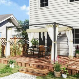 Rackhams 3 x 4m Pergola with Retractable Roof and Netting, Dark Grey - Dark Grey - Aluminium, Metal, Polyester, Nylon - 397L x 297W x 225Hcm - thumbnail 6