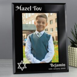 Rackhams Personalised Bar and Bat Mitzvah Black Glass 5x7 Photo Frame - thumbnail 4