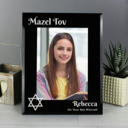 Rackhams Personalised Bar and Bat Mitzvah Black Glass 5x7 Photo Frame - thumbnail 2