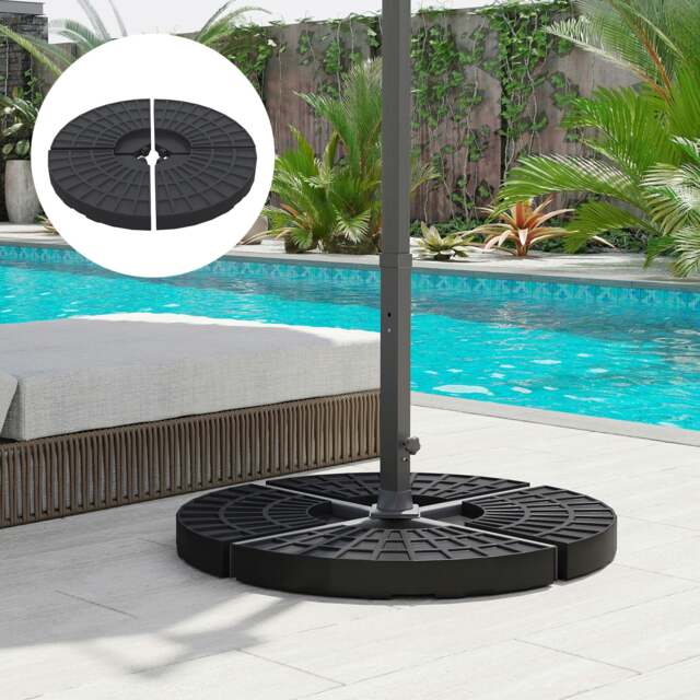 Rackhams 4PC Umbrella Base Sun Parasol Stand Holder Weight Sand Water Filled - image 1