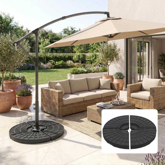 Rackhams 4PC Umbrella Base Sun Parasol Stand Holder Weight Sand Water Filled - image 1