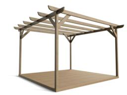 Rackhams Corbel Wooden Pergola and Decking Kit - Natural (Light Green) - 4.2m x 4.2m - thumbnail 3