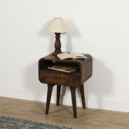 Rackhams Winnie Dark Mango Wood Bedside Table with Drawer - Wood - 1 - 45x35x58 CM (LxDxH) - thumbnail 2