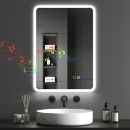 Rackhams 500 x 700 mm Bluetooth Bathroom Mirror with LED Lights Wall Mounted - 80L x 60W x 3.5D cm - thumbnail 2