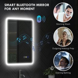 Rackhams 500 x 700 mm Bluetooth Bathroom Mirror with LED Lights Wall Mounted - 80L x 60W x 3.5D cm - thumbnail 5