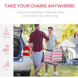 Rackhams Set of 2 Garden Sun Lounger Outdoor Reclining Seat Cushioned Seat Foldable Adjustable Recliner Red and White - thumbnail 6