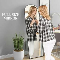 Rackhams 162cm Aluminium Frame Standing Mirror - Black - thumbnail 4