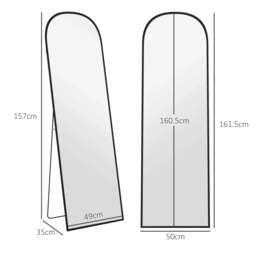 Rackhams 162cm Aluminium Frame Standing Mirror - Black - thumbnail 3
