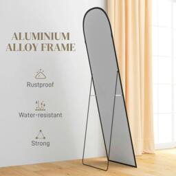 Rackhams 162cm Aluminium Frame Standing Mirror - Black - thumbnail 6