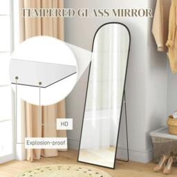 Rackhams 162cm Aluminium Frame Standing Mirror - Black - thumbnail 5