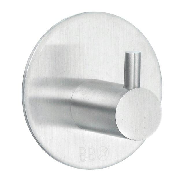 Rackhams Brushed Stainless Steel Single Towel Hook (48 x 48mm) Self Adhesive Bathroom Wall Mounted