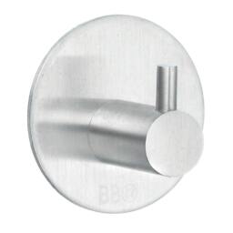 Rackhams Brushed Stainless Steel Single Towel Hook (48 x 48mm) Self Adhesive Bathroom Wall Mounted