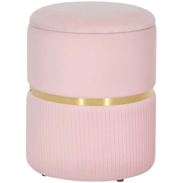 Rackhams Velvet-Feel Storage Ottoman - Pink
