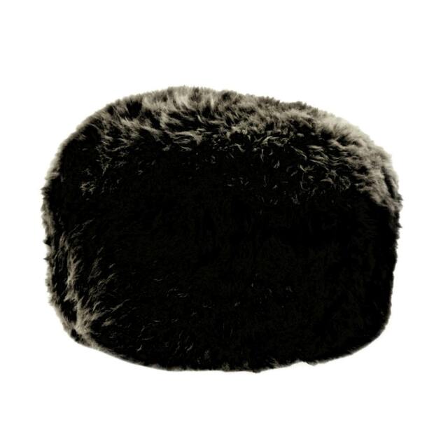 Rackhams Sheepskin Pouffe - Black - One Size - Black - 100% Mixed