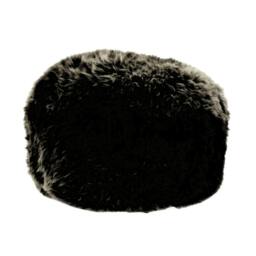 Rackhams Sheepskin Pouffe - Black - One Size - Black - 100% Mixed
