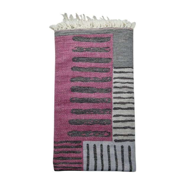 Rackhams Indie Cotton Jacquard Hammam Towel - Fuchsia and Grey - image 1