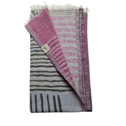 Rackhams Indie Cotton Jacquard Hammam Towel - Fuchsia and Grey - thumbnail 6