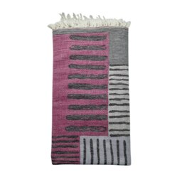 Rackhams Indie Cotton Jacquard Hammam Towel - Fuchsia and Grey - thumbnail 1