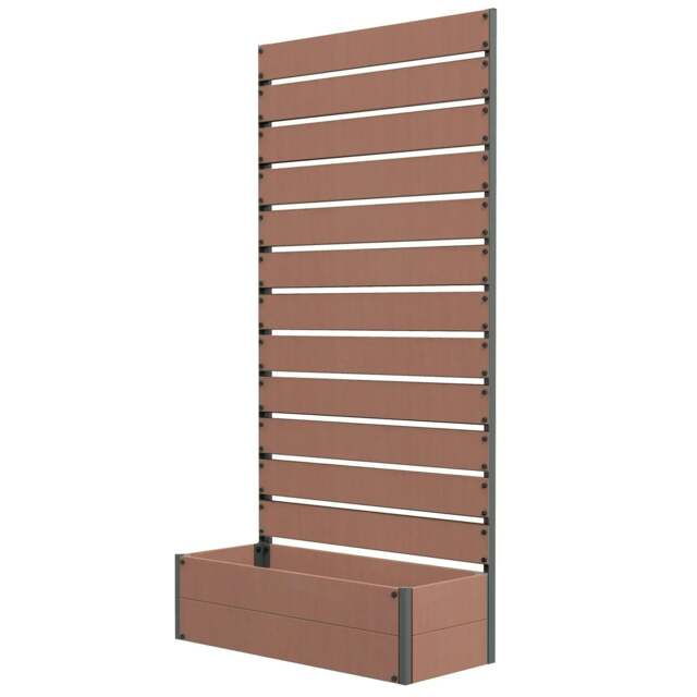 Rackhams Raised Bed for Garden, Planter with Trellis for Climbing Plants, Vines, Planter Box with Drainage Gap, Light Brown - image 1