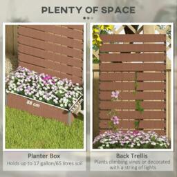Rackhams Raised Bed for Garden, Planter with Trellis for Climbing Plants, Vines, Planter Box with Drainage Gap, Light Brown - thumbnail 4