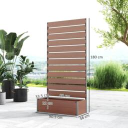 Rackhams Raised Bed for Garden, Planter with Trellis for Climbing Plants, Vines, Planter Box with Drainage Gap, Light Brown - thumbnail 3