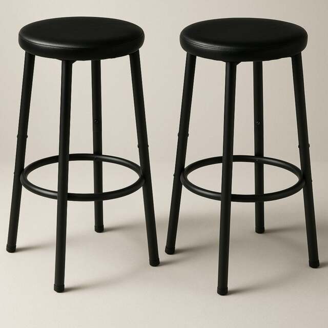Rackhams Set of 2 Kitchen Counter Height Breakfast Bar Stools Black - image 1
