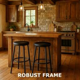 Rackhams Set of 2 Kitchen Counter Height Breakfast Bar Stools Black - thumbnail 3