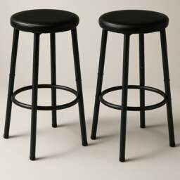Rackhams Set of 2 Kitchen Counter Height Breakfast Bar Stools Black - thumbnail 1