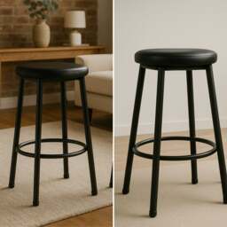 Rackhams Set of 2 Kitchen Counter Height Breakfast Bar Stools Black - thumbnail 5