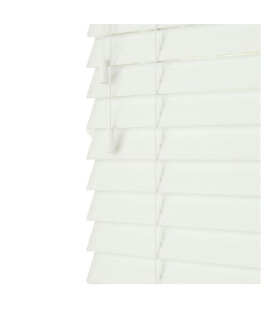 Rackhams Ultra White Smooth Finish Faux Wood Venetian Blinds with Strings (130cm drop) - 240cm - image 1