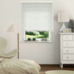 Rackhams Ultra White Smooth Finish Faux Wood Venetian Blinds with Strings  (130cm drop) - 240cm - thumbnail 4