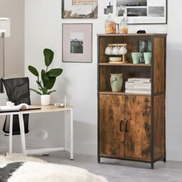 Rackhams Multipurpose Kitchen Sideboard Cabinet With 2 Open Shelves Rustic Brown - thumbnail 4