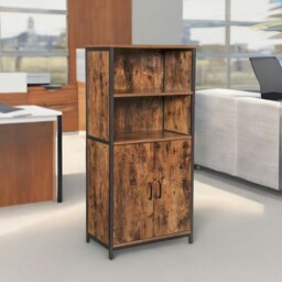 Rackhams Multipurpose Kitchen Sideboard Cabinet With 2 Open Shelves Rustic Brown - thumbnail 5