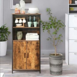 Rackhams Multipurpose Kitchen Sideboard Cabinet With 2 Open Shelves Rustic Brown - thumbnail 6