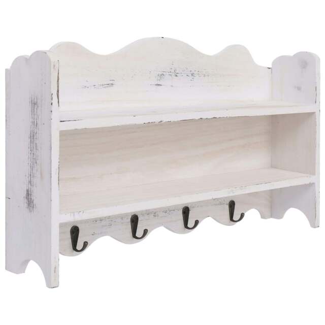 Rackhams Wall Mounted Coat Rack White 50x10x30 cm Wood