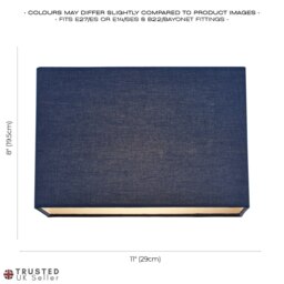Rackhams Contemporary and Stylish Navy Midnight Blue Linen Fabric Rectangular Lamp Shade - thumbnail 6