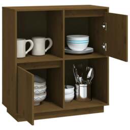 Rackhams Sideboard Honey Brown 74x35x80 cm Solid Wood Pine - Brown - Solid pinewood - thumbnail 4